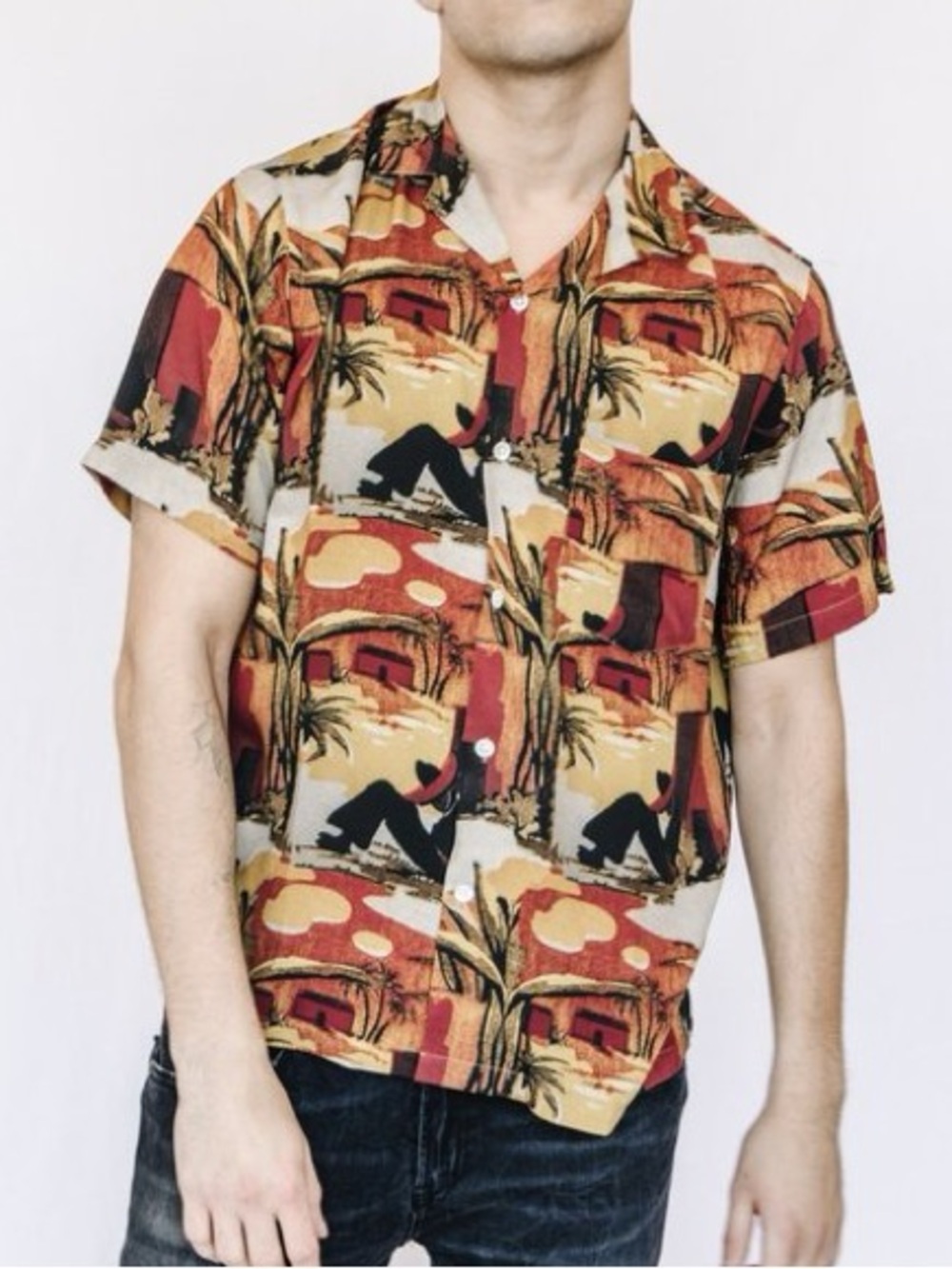 Portuguese Flannel Sante Fe Shirt Orange Multi Size Medium